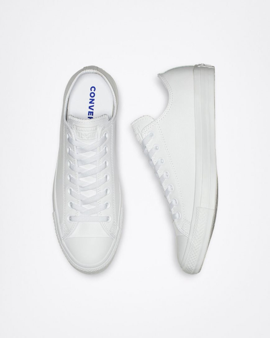 Men's Converse Chuck Taylor All Star Leather Low Top Shoes White | AU 43C9EZ